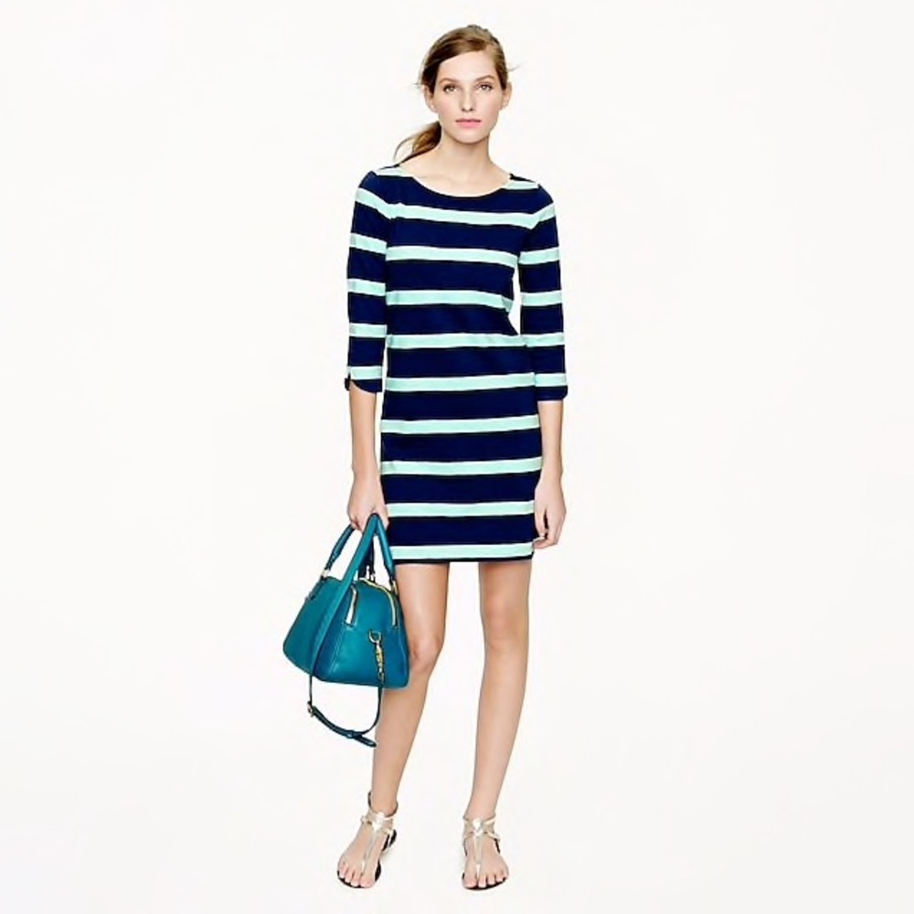 J. Crew Stripe Shirttail Dress in Blue Stripe